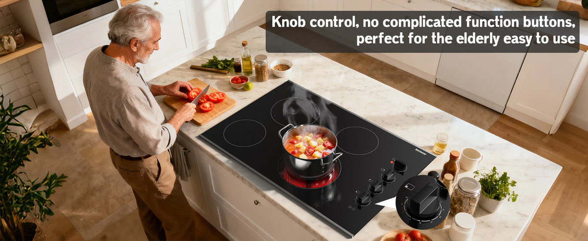 Karinear 2 Burners Electric Cooktop, 120v Plug in Ceramic Cooktop, 12 Inch Countertop & Built-in Electric Stove Top with Child Safety Lock, Timer, Over-Temperature Protection, Sensor Touch Control
