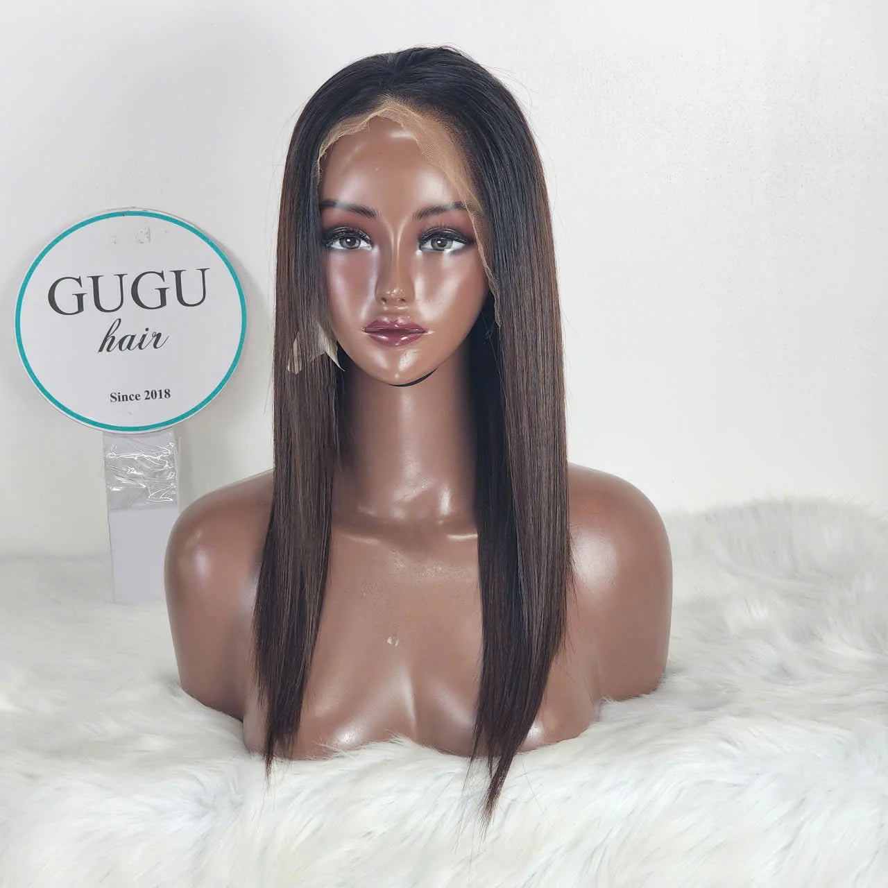 16 inch 100% Raw Vietnamese Ombre Brown Color Bone Straight Human Hair Wigs Double Drawn  Long Length Vietnam Vendor