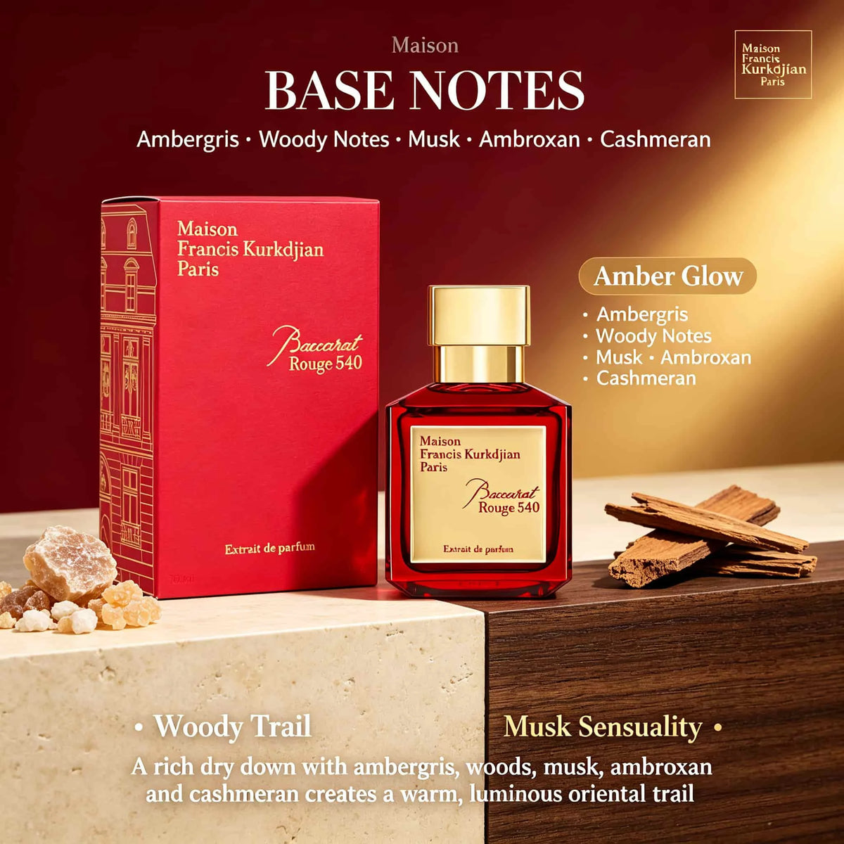 Maison Francis Kurkdjian 540 Neutral Fragrance 2.37 oz (70 ml) - a sweet and warm blend of amber and jasmine, with a fragrance that lasts 6-12 hours. Daily attendance, birthdays, parties, holidays, gift selection