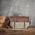 Pugmark England Style Vintage Fashion Laptop Messenger Bag Vegan Waxed Canvas Striped Small Daily Used Lightweight Anti-Theft