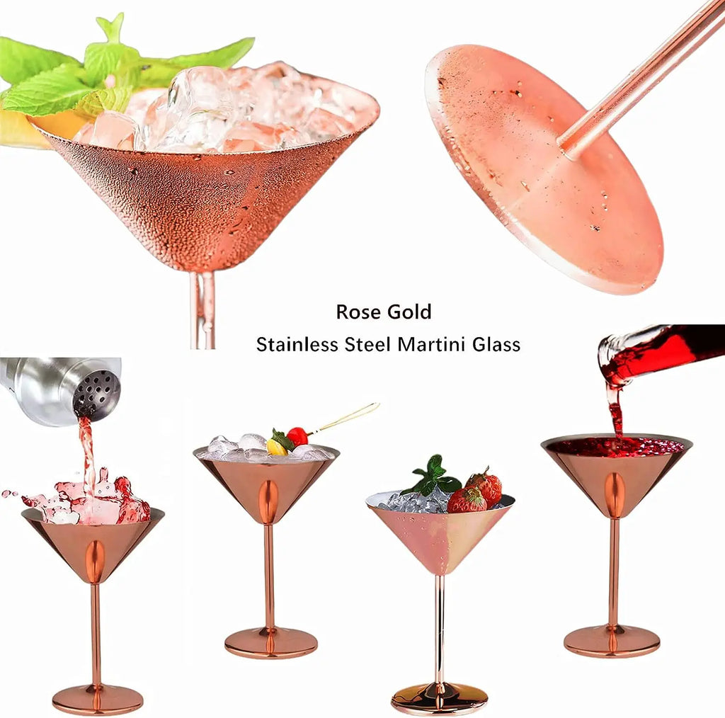 Premium Barware Quality Sale Metal Bar Champagne Glasses Copper Stainless Steel Martini Cocktail Glass Wine Drinking Goblets