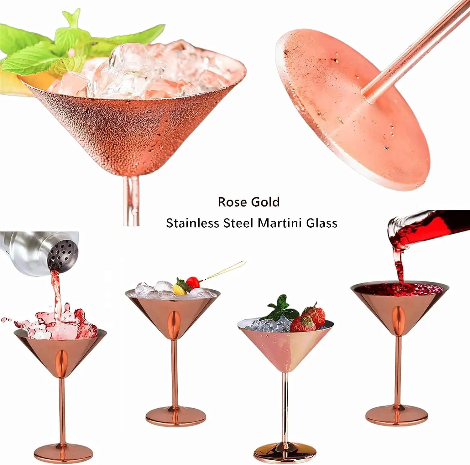 Premium Barware Quality Sale Metal Bar Champagne Glasses Copper Stainless Steel Martini Cocktail Glass Wine Drinking Goblets