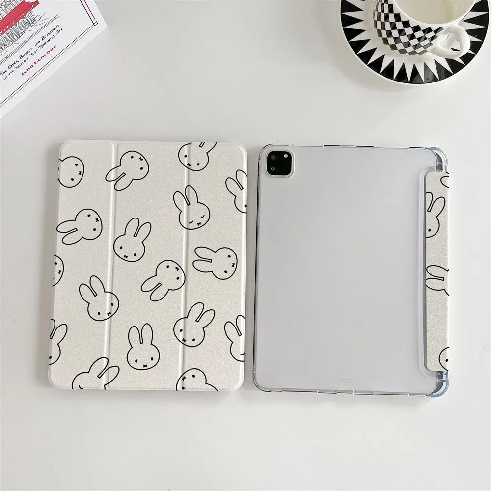 INS Cute Full Screen Simple Miffy Rabbit Suitable for iPad A16 2024 11 inch, 2025 Air 5/4, 10.9-inch iPad 10, 9.7 inch, 10.2/10.