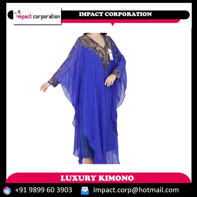 Muslim Kaftan Abaya Elegant Sequined Pearls Appliques Beading Georgette Straight Long Sleeve Floor-Length Women 2022 Hot Sell
