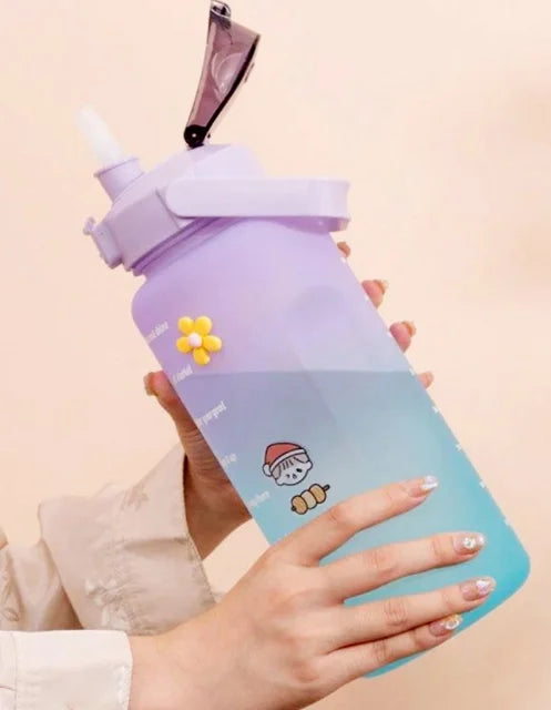 2L Water Squeeze Bottle With 2D And 3D Adhesive Straw With Handle Works As Mobile Phone Holder-Neverdie Store
