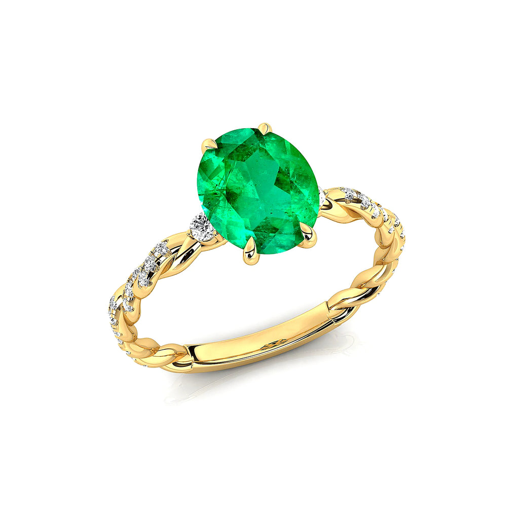 Wedding Statement Rings Lab Grown Emerald Gemstone Real White Diamonds 18kt Solid Rose Yellow Gold Rhodium Plated Bulk