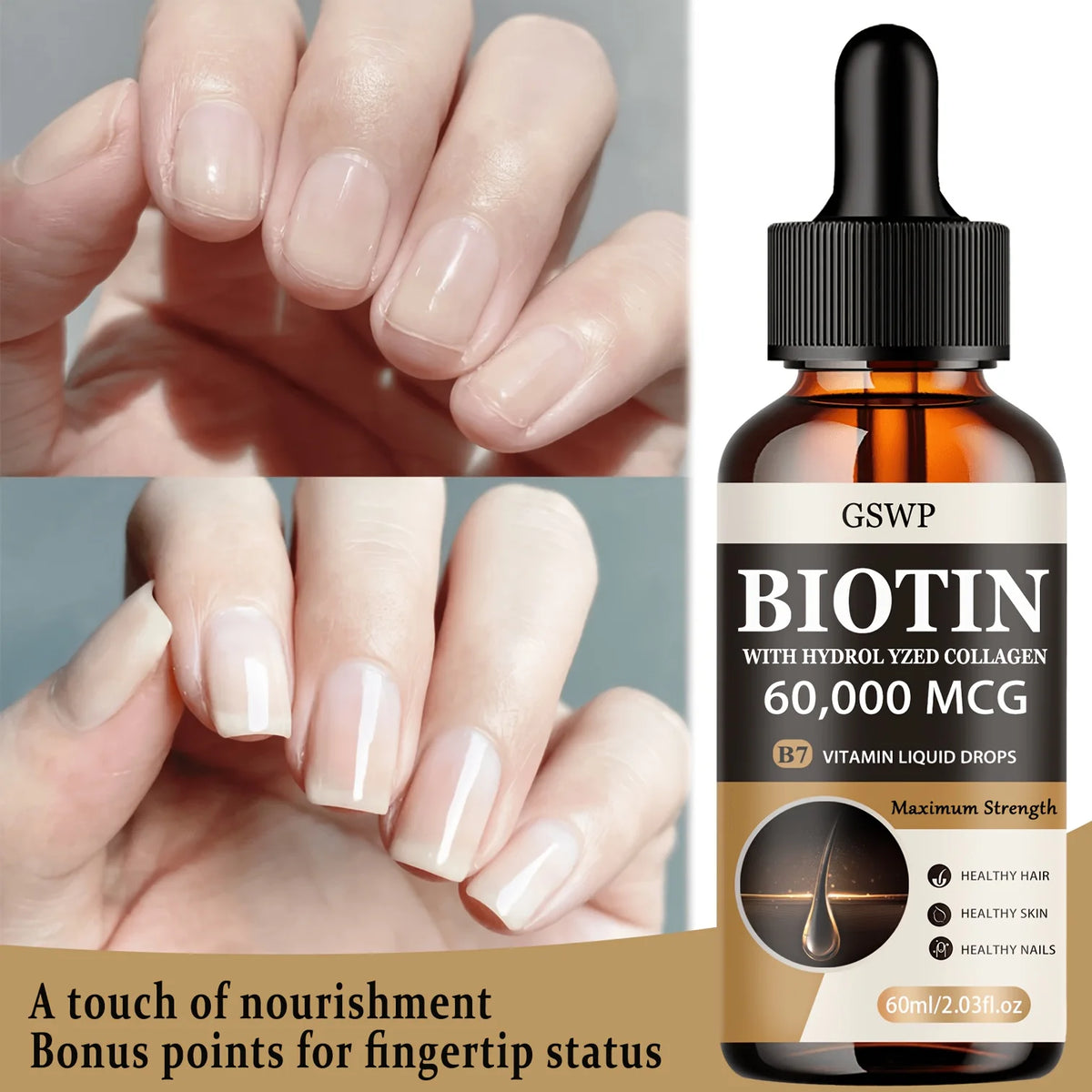 GSWP Biotin & Collagen Essential Oil - Repair Dry Hair, Deep Moisturizing, Revitalizes Hair's Beauty.60/120ml