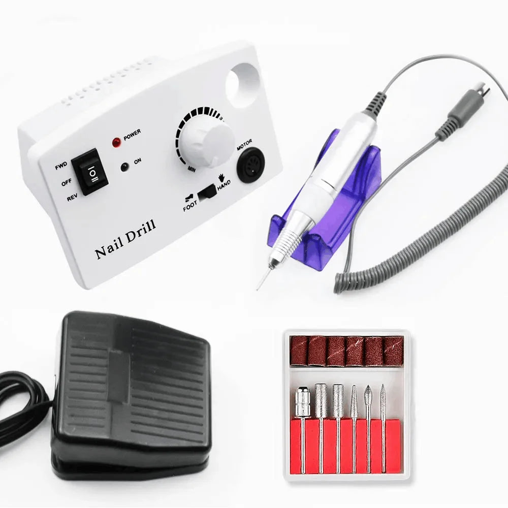 20W 35000RPM Electric Nail Drill Machine Electric Manicure Machine Drills Accessory Pedicure Kit Ceramic Nail Drill Bit Tools