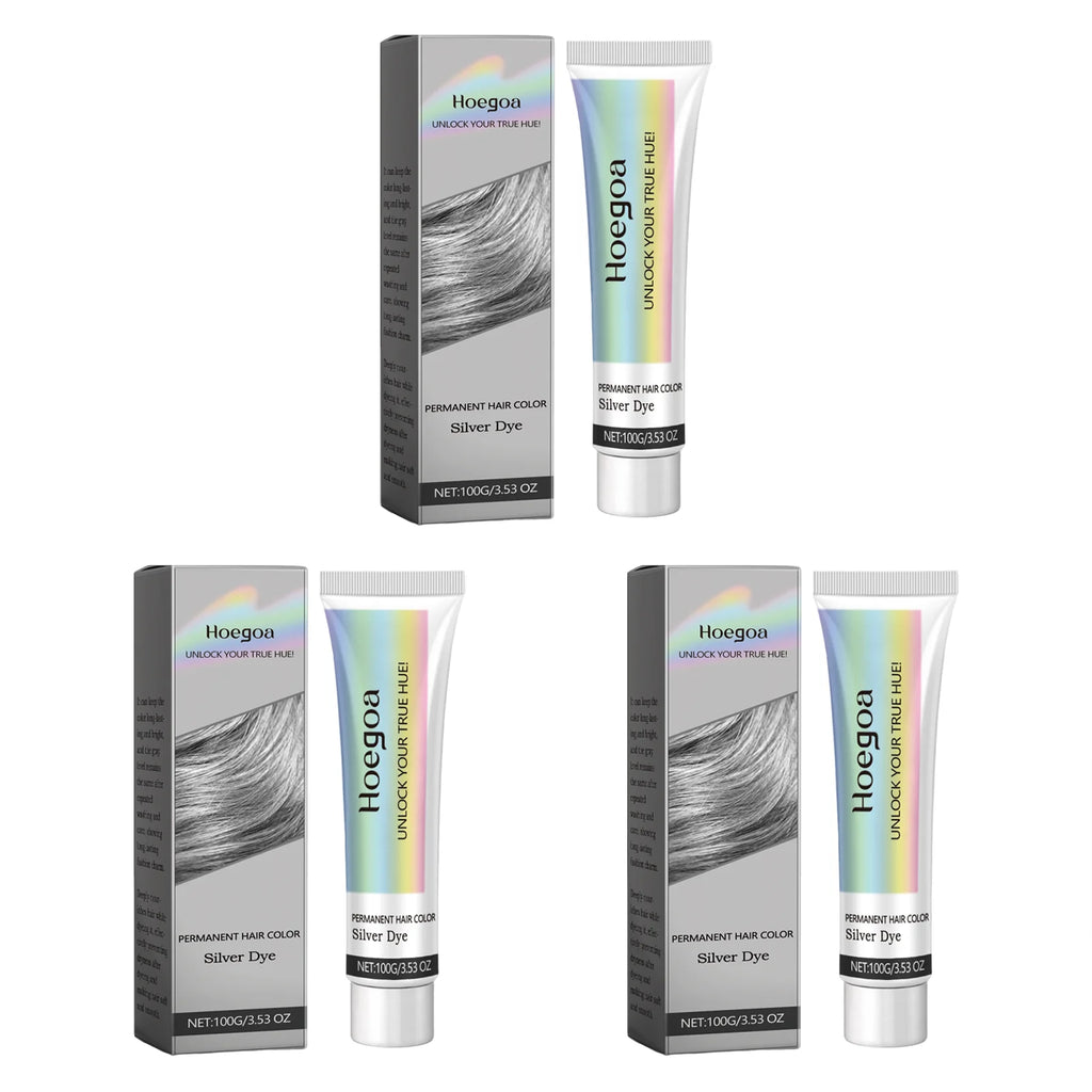 Silver Gray Hair Color Cream Gentle Formula Vibrant Punk Style DIY Styling Easy Use Quick Coloring Long Lasting Effect Permanent Hair Dye