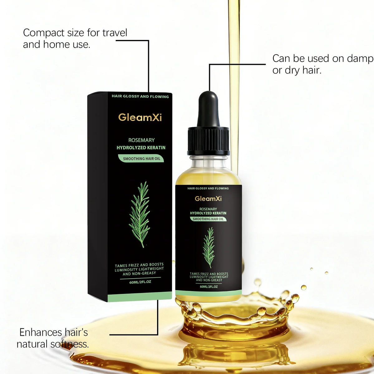 Moisturizing Smoothing Hair Oil Repair Frizzy Dry Hair Soften Strands Improve Smoothness Non-Greasy Hair Care