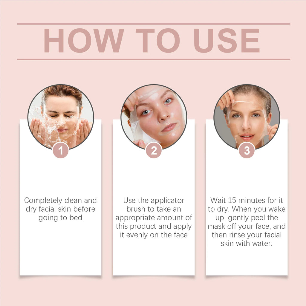Collagen Night Wrapping Mask Deep Hydrating Firming Brightening Overnight Facial Skin Care Night Wrapping Mask with Brush 75g