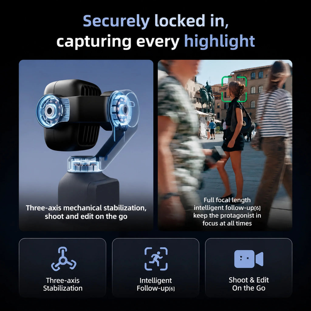 DJI Osmo Pocket 4P Vlog Combo, 3-Axis Stabilized, 4K 60fps Pocket Camera with Built-inGimbal, Portable Vlogging Camera for Travel & Content Creation