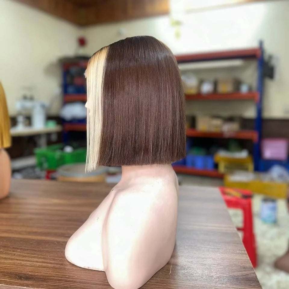 Top Selling Long Bob Cut Transparent for Lace Full Closure Wigs Remy Human Hair 250% Density for Black Women