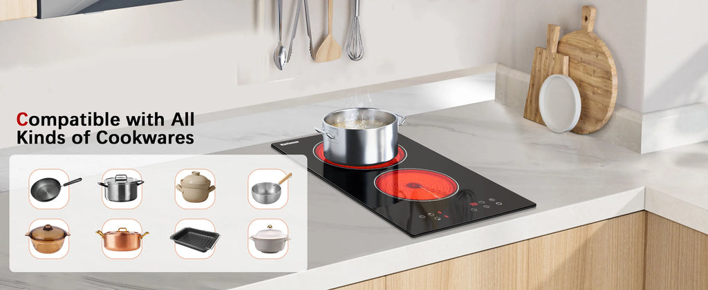 Karinear Portable Electric Cooktop, Electric Stove Single Burner Ceramic Cooktop with Touch Control, Child Safety Lock, Timer, Residual Heat Indicator, Overheat Protection, 1800W 110V Infrared Burner | Ceramic Cooktop, Sensor