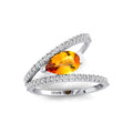Natural Pear Cut Citrine Gemstone & Real Diamond Rings ODM Fine Jewelry Women OEM Birthstone Valentines Day Gift for Girlfriend