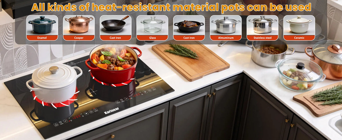Karinear Portable Electric Cooktop, Electric Stove Single Burner Ceramic Cooktop with Touch Control, Child Safety Lock, Timer, Residual Heat Indicator, Overheat Protection, 1800W 110V Infrared Burner | Ceramic Cooktop, Sensor