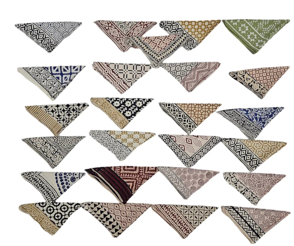 Wholesale Bulk Artisan Block Print Square Organic Cotton Bandana Scarf Paisley Design Hand Printed Durable Breathable Vibrant
