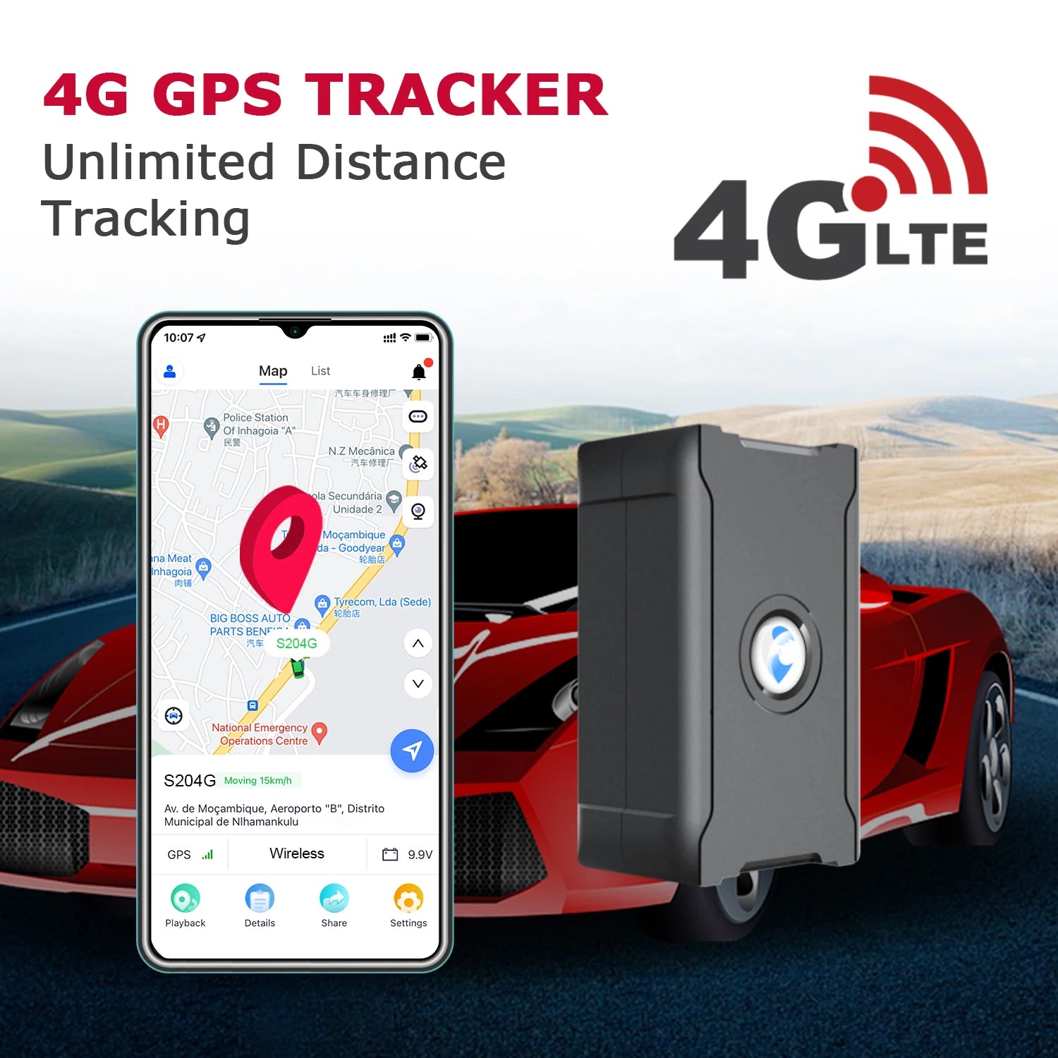 4G GPS Tracker Real-Time Car Locator Overtaking Alarm Route Playback Subscription Required