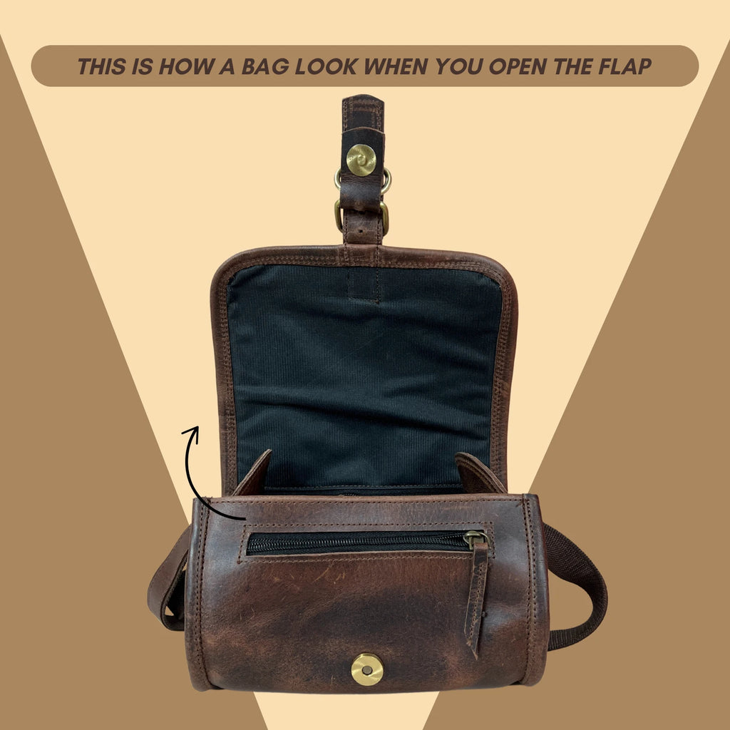 Women's Buffalo Hide Durable Lightweight Zipper Closure Small Round Brown Shoulder Crossbody Bag Sling Purse Handmade