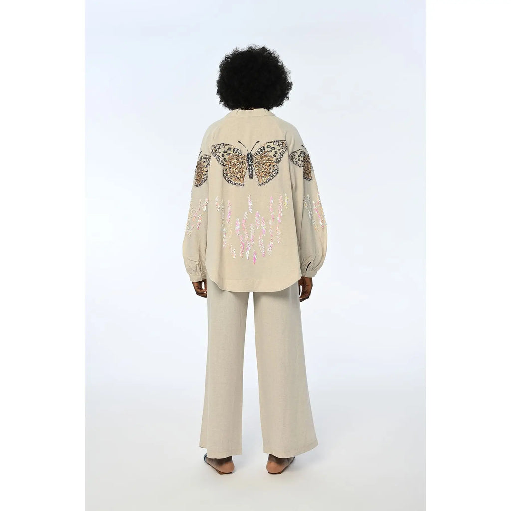 Butterfly Embroidered Women's Oversize Kimono Jacket