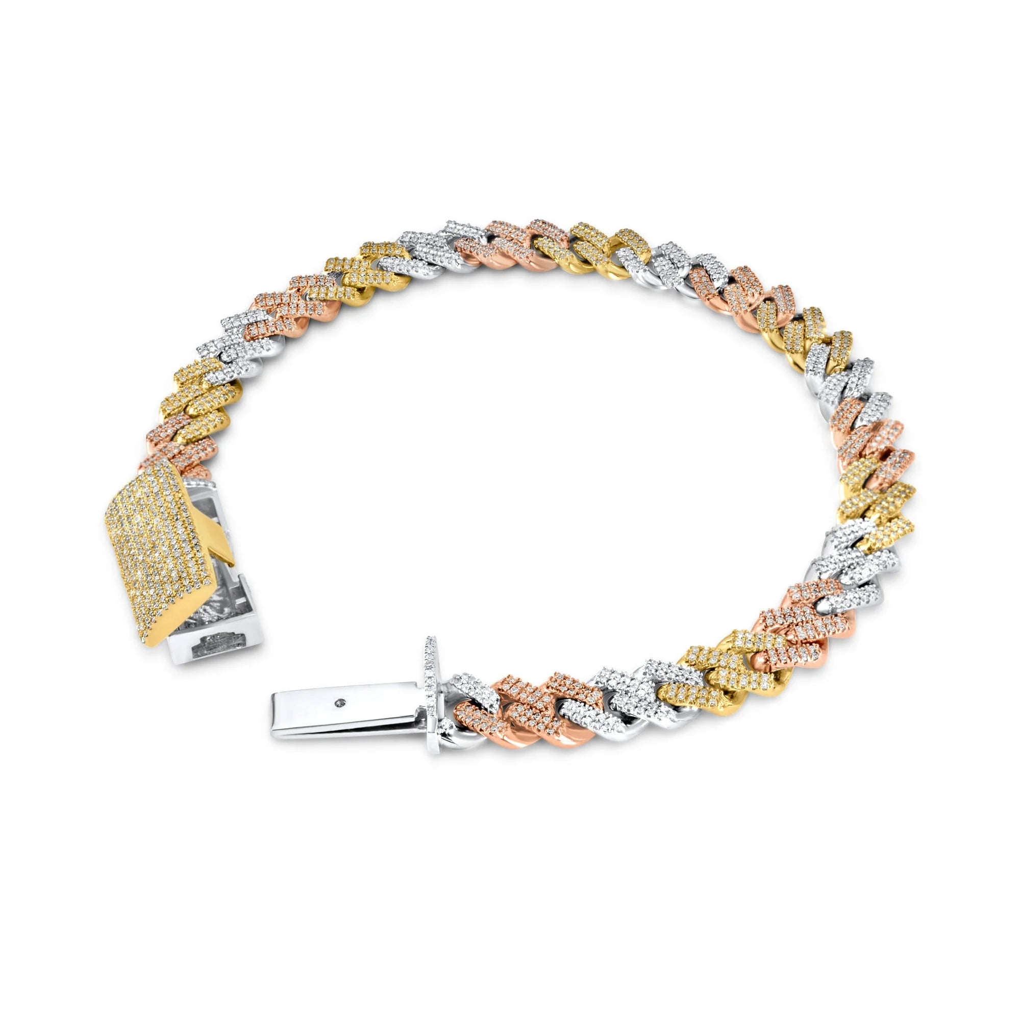 Top Grade Sparkling Quality Diamond Charm Bracelet with 18K Gold Plated Hip Hop Style Secure Lock for Unisex Gifting