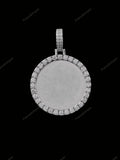 Personalized Round Shape Photo Memory Picture Pendant Free Engraving Gold Plated Moissanite Necklace for Men Women