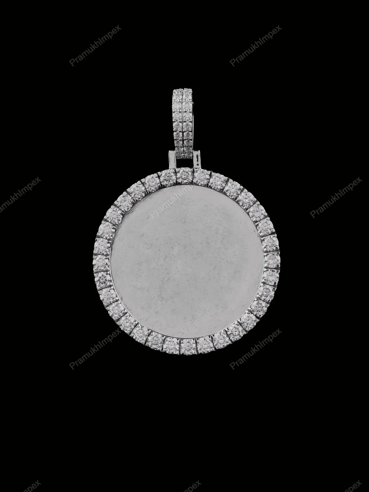 Personalized Round Shape Photo Memory Picture Pendant Free Engraving Gold Plated Moissanite Necklace for Men Women