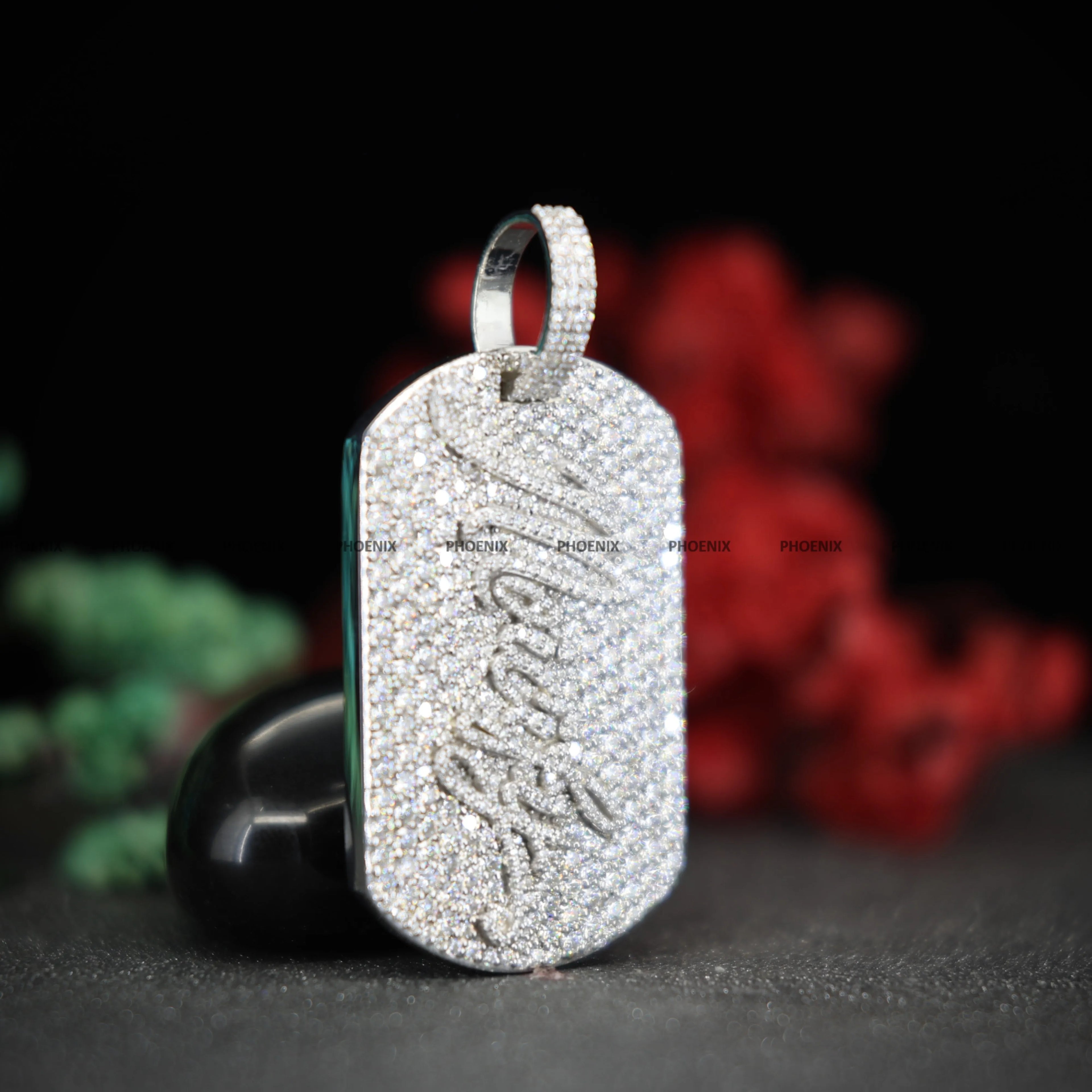 Custom Iced 925 Sterling Silver Rose Gold Plated Moissanite Hip Hop Pendant Personalized Bling Wedding Jewelry for Men Women