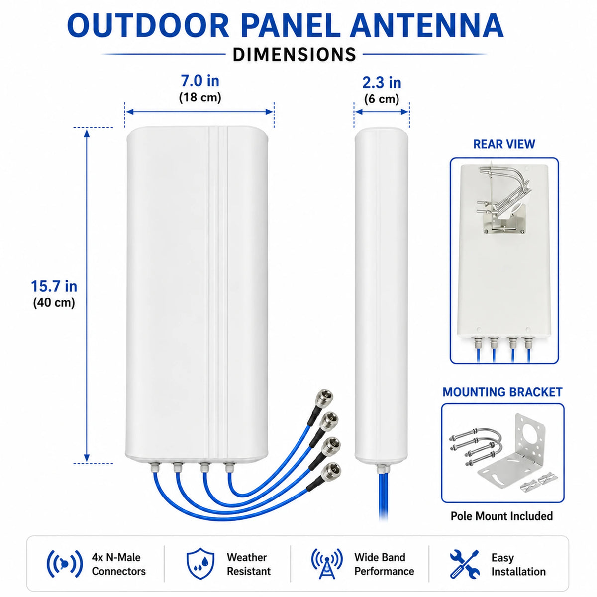 4x4 MIMO 5G/4G LTE & UWB Antenna 698-4000MHz,Compatible AT&T/Verizon/T-Mobile,Support N2/N5/N77/N66/N260