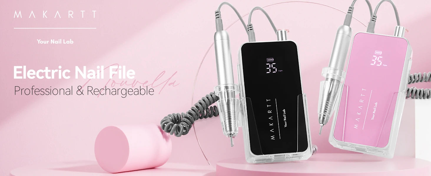 Professional Nail Drill, Nouvella 35000RPM Electric Nail Filer Machine with Coreless Motor Rechargeable Efile for Nails Gel