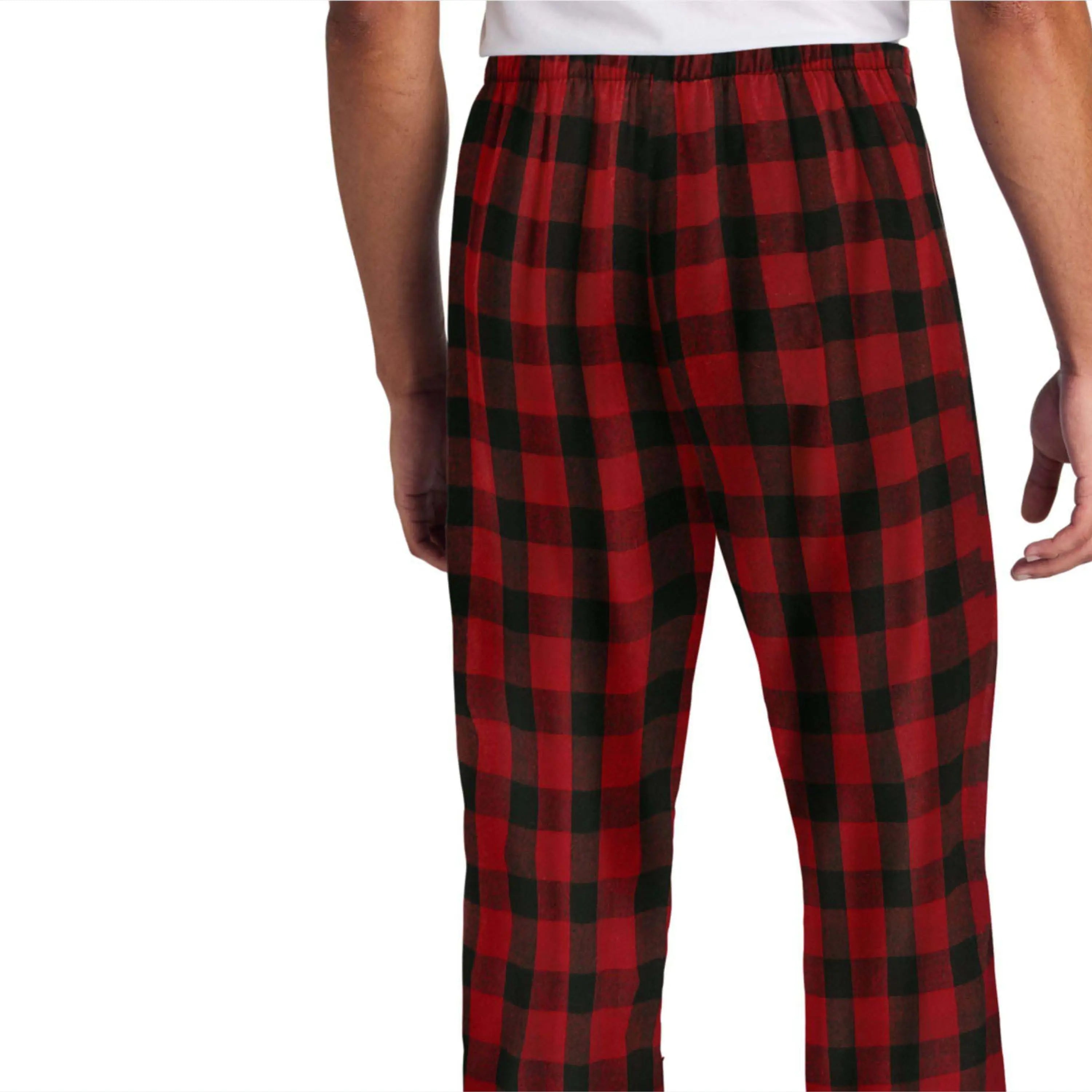Men's Casual Canvas Red Pants Pockets-Soft 100% Cotton Breathable Windproof Eco-Friendly Sleepwear Daily Lounging Comfortable