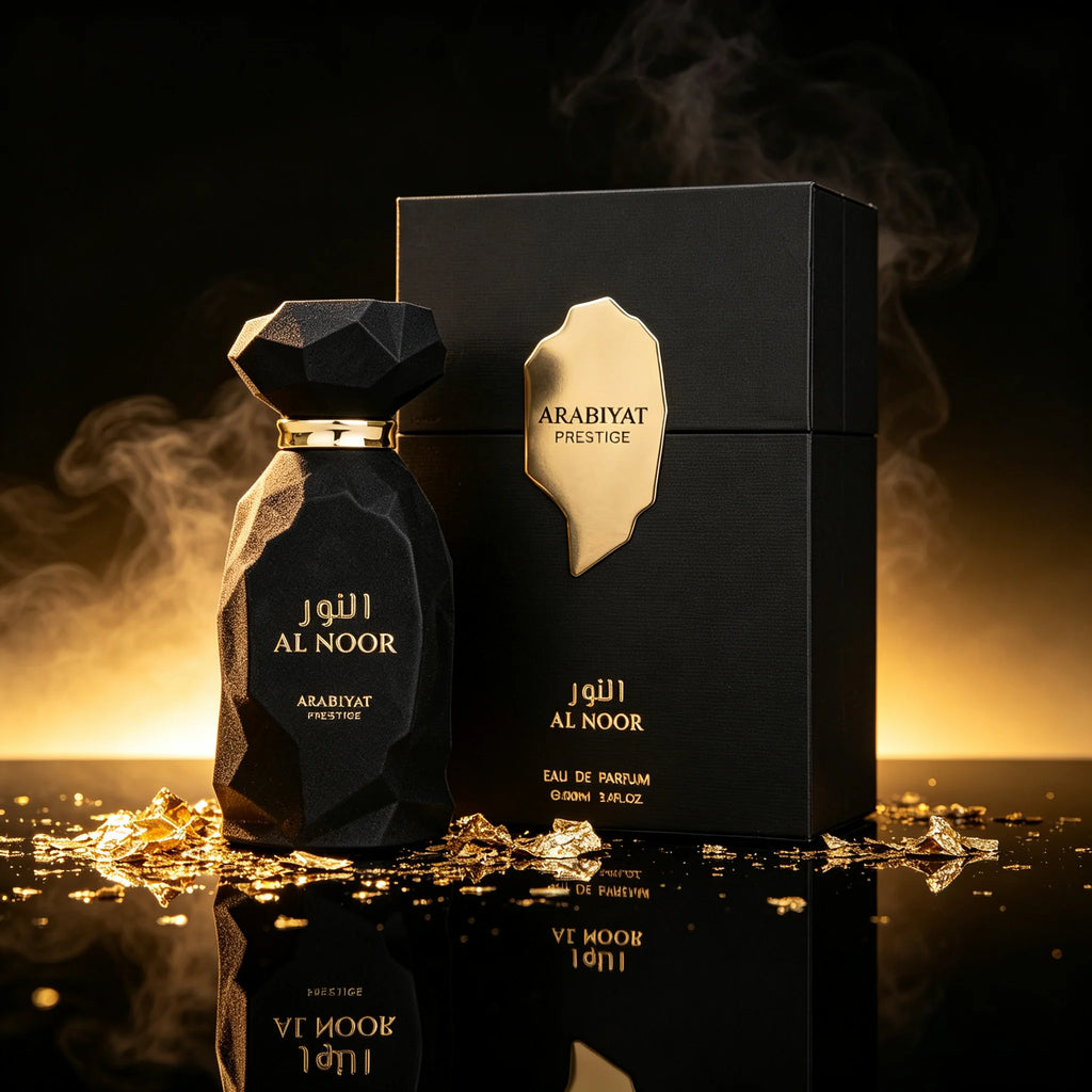 Arabiyat Prestige Al Noor Eau de Parfum Spray for Unisex – Radiant Oriental Woody, Amber & Soft Spicy Scent, Addictive Long‑Lasting Sillage, Perfect Eid & Anniversary Gift, 100 ml / 3.4 fl oz