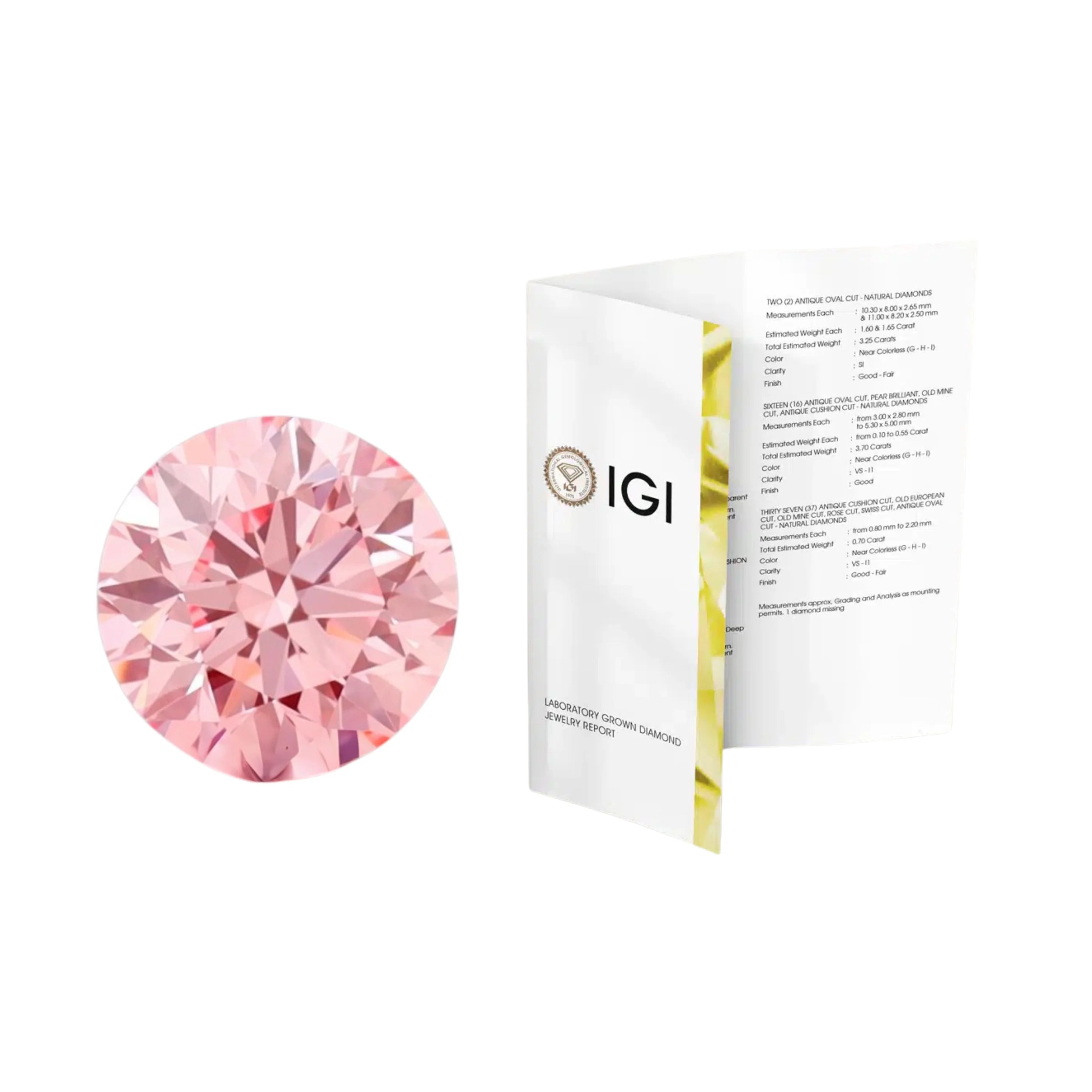 2.50 Ct VS1 Clarity Vivid Pink Round Loose Diamond IGI Certified Excellent Cut for Engagement Rings Jewelry Making