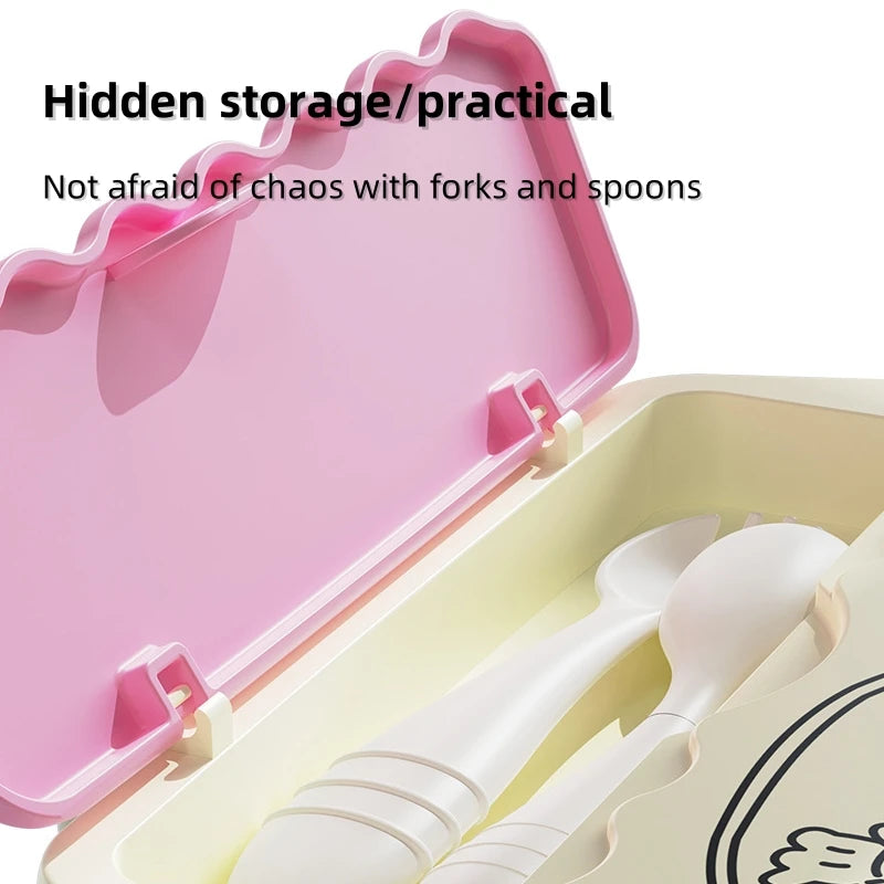 Portable Sealed Lunch Box Student Bento Box Microwave Available Heating School Office Staff Fruit Food Containers Forks Spoons
