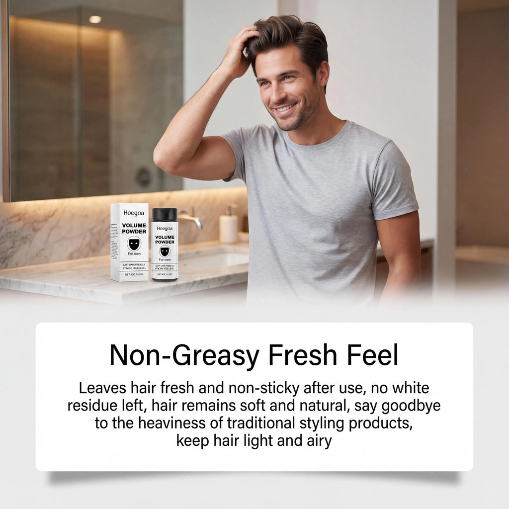 Hoegoa Men's Hair Volumizing Powder Oil Absorbing Matte Root Lift Styling Dust For Instant Volume Non Greasy Easy Application Fine Thin Hair Powder