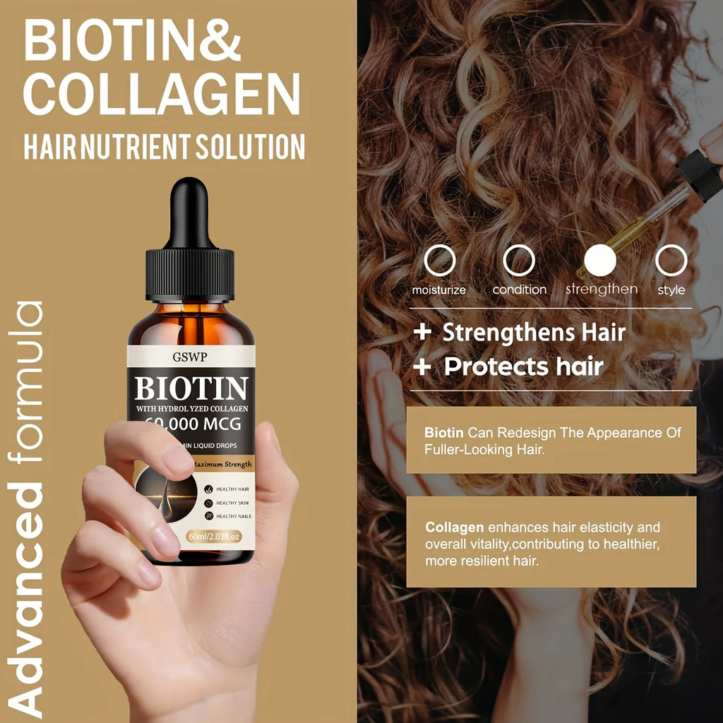 GSWP Biotin & Collagen Essential Oil - Repair Dry Hair, Deep Moisturizing, Revitalizes Hair's Beauty.60/120ml