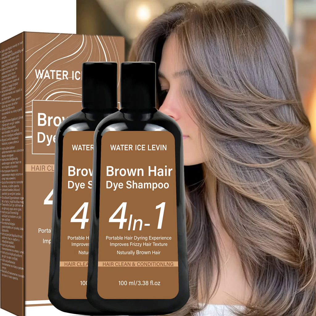 Water Ice Levin Natural Brown Hair Dye Shampoo 100ml Ginger Ginseng Oil Mild Coloring Smooth Frizzy Hair Care