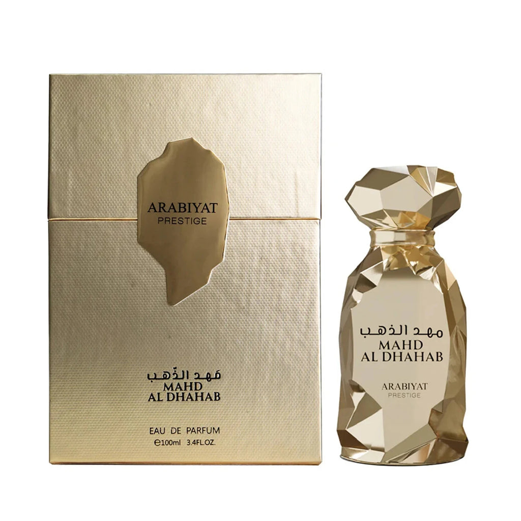 Arabiyat Prestige Mahd Al Dahab Eau de Parfum Spray for Unisex – Luxurious Woody, Fresh Spicy & Amber Scent, Long-Lasting Premium Arabian Fragrance, Perfect Gift, 100 ml / 3.4 fl oz