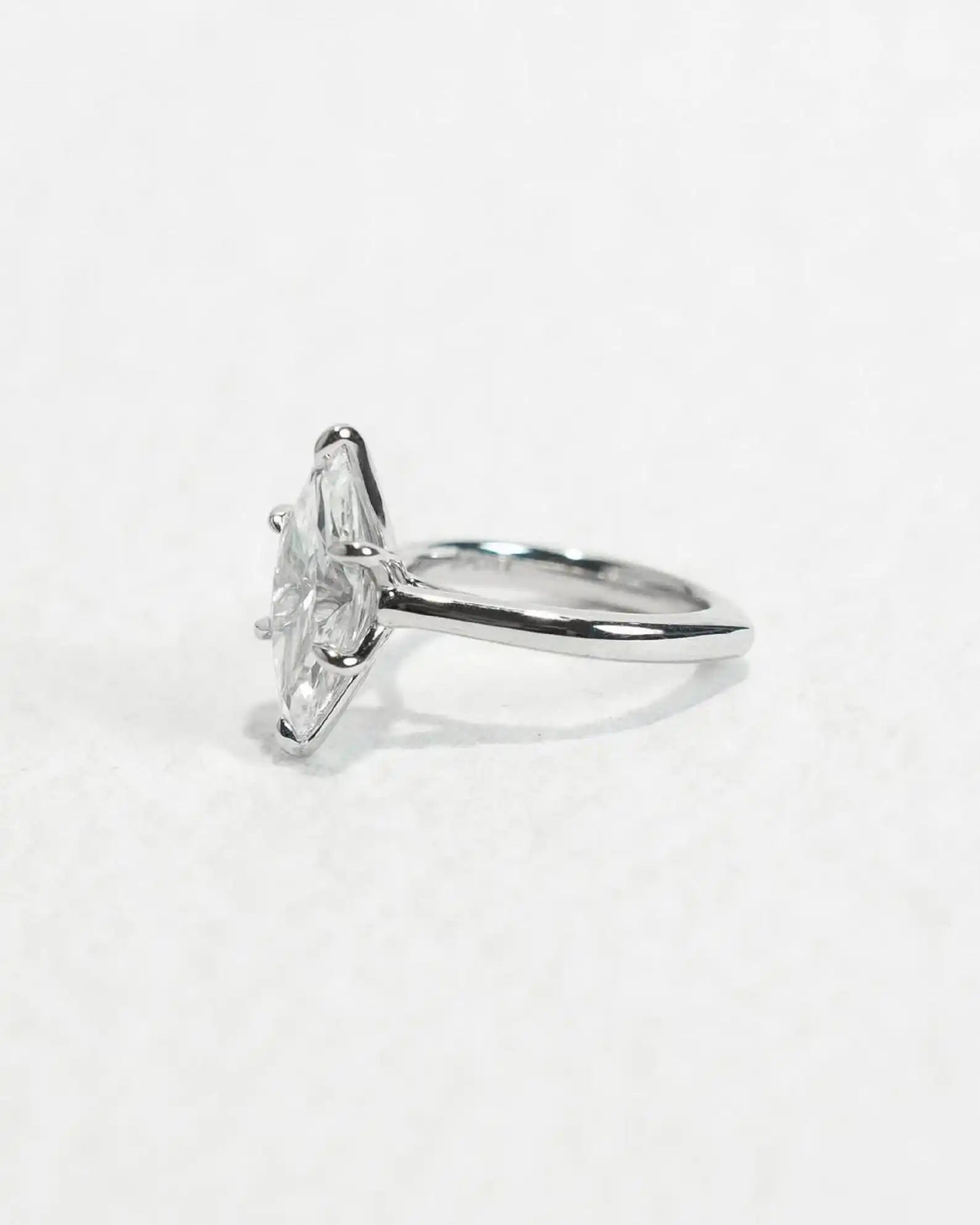 925 Sterling Silver Marquise Cut Solitaire Diamond Ring with Original Moissanite Diamond Fine Jewelry Gift for Women