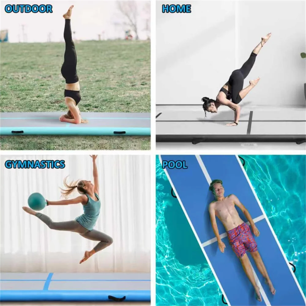 Gymnastics inflatable mat (with air pump) is suitable for home gymnastics training, water sports, and inflatable yoga.