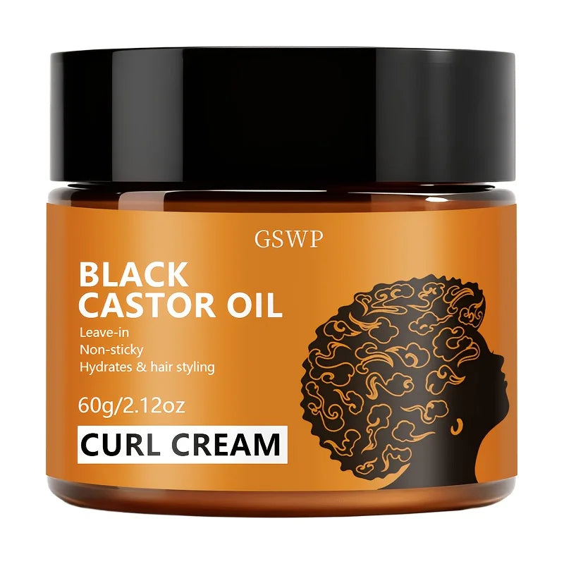 GSWP Black Castor Oil Curl Cream. Moisturizing, Creating Smooth, Bouncy Curls. Long-Lasting Hold Without Stiffness. 60/120g