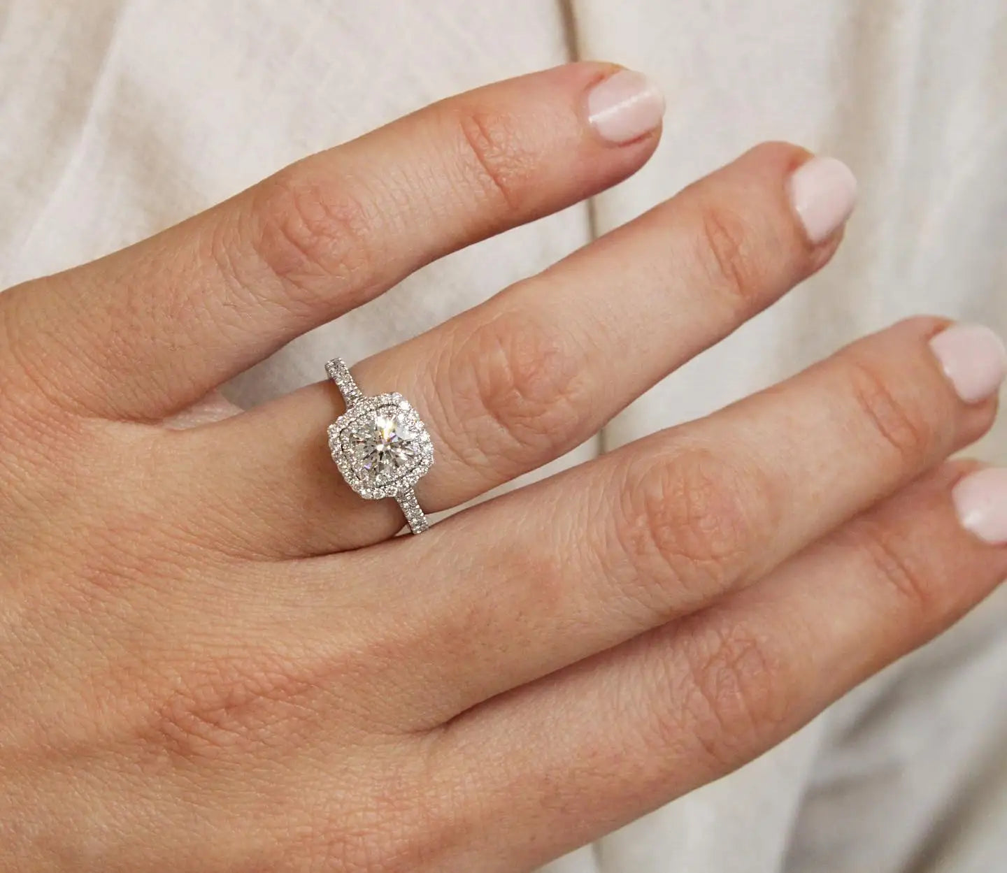 6mm Round Cut Moissanite Engagement Ring Halo Pave 925 Sterling Silver Design OAB-650M