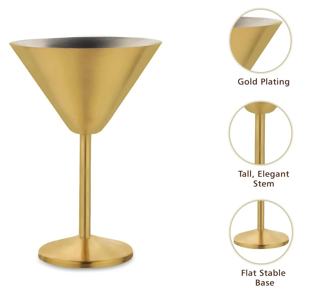 Premium Barware Quality Sale Metal Bar Champagne Glasses Copper Stainless Steel Martini Cocktail Glass Wine Drinking Goblets