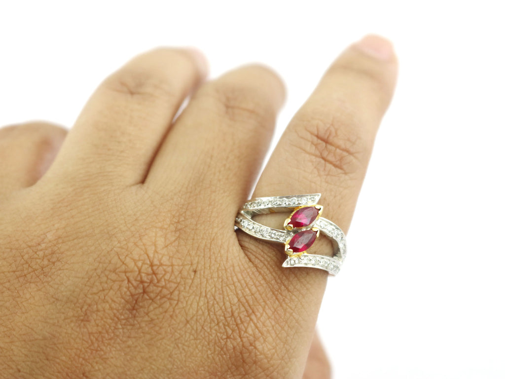 Ruby Marquise Gemstone 925 Sterling Silver July Birthstone Engagement Ring For Women