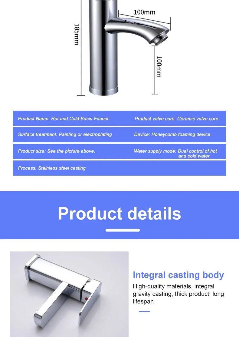 Stainless Steel Bathroom Faucet with Hot And Cold Water Outlet Valves Versatile Sink Faucet for Bathroom Cabinet And Basin