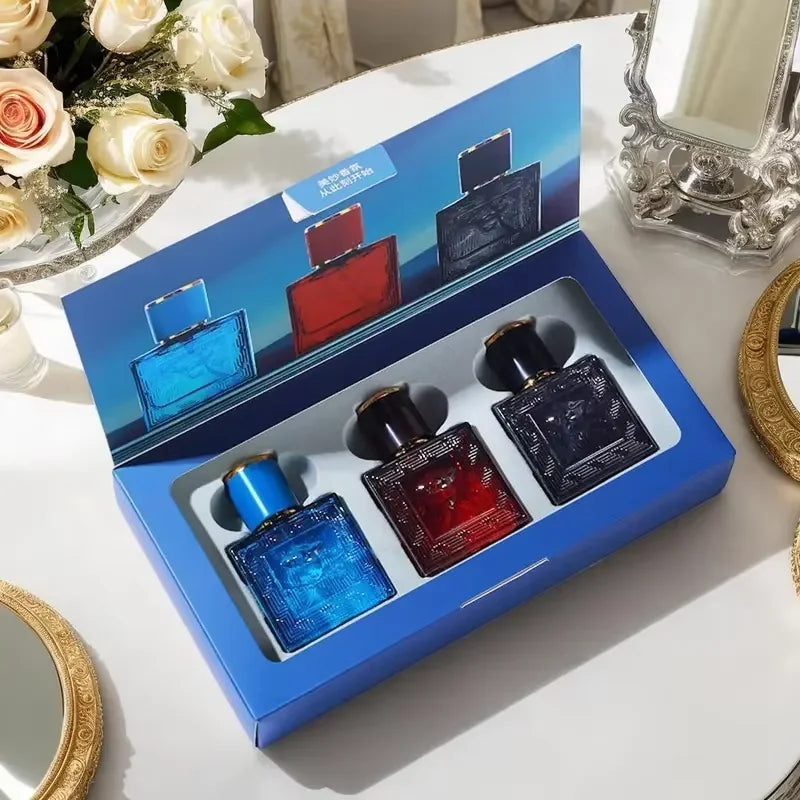 Men Perfume Gift Set 3Pcs Eros Cologne Long Lasting Light Fragrance Woody Scent Male Parfum Spray Luxury Gift Box For Men Birthday Present