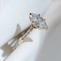 Art Deco Marquise Cut 1.44 Carat Moissanite Solitaire Engagement Ring with Floating Round Accents Gemstone Rings