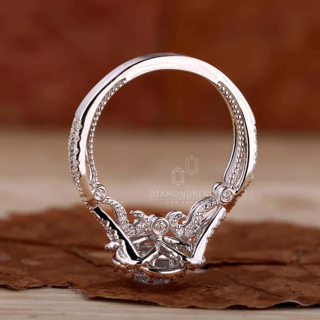 Best Selling Real Gold Rings for Women New Design 14kt White Gold Flower Style Jubilee Cut Lab Grown Diamond Engagement Ring