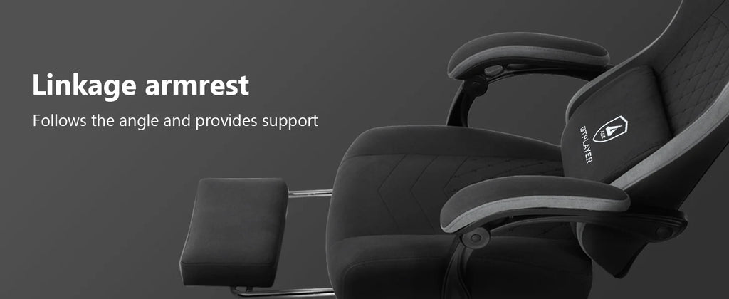 GTPLAYER Fabric Gaming Chair with Footrest, Computer Desk Chair with Pocket Spring Cushion, Home Office Ergonomic Chair
