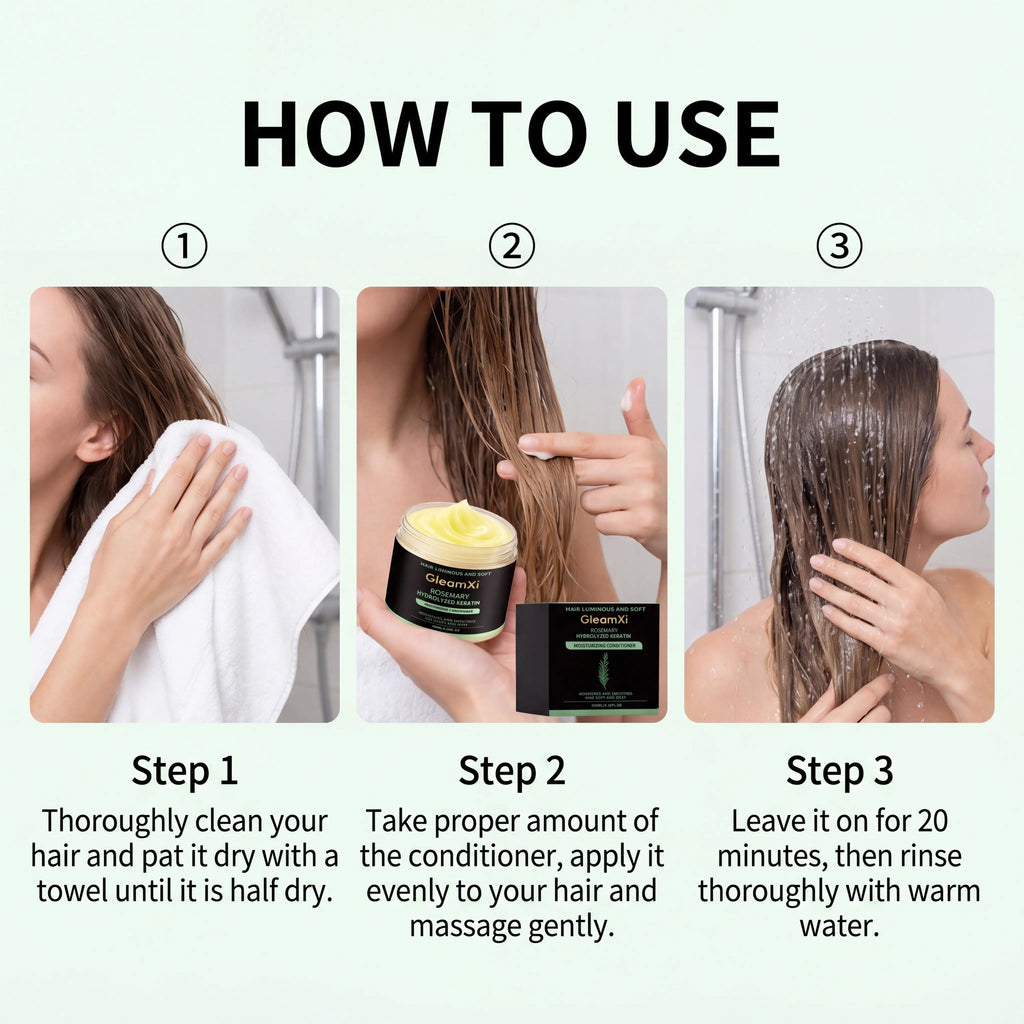 GleamXi Rosemary Hair Conditioner Rosemary Extract Hydrolyzed Protein Blend Softness Smoothness Improvement Gentle Application Scalp Vitality Support Hair Conditioner